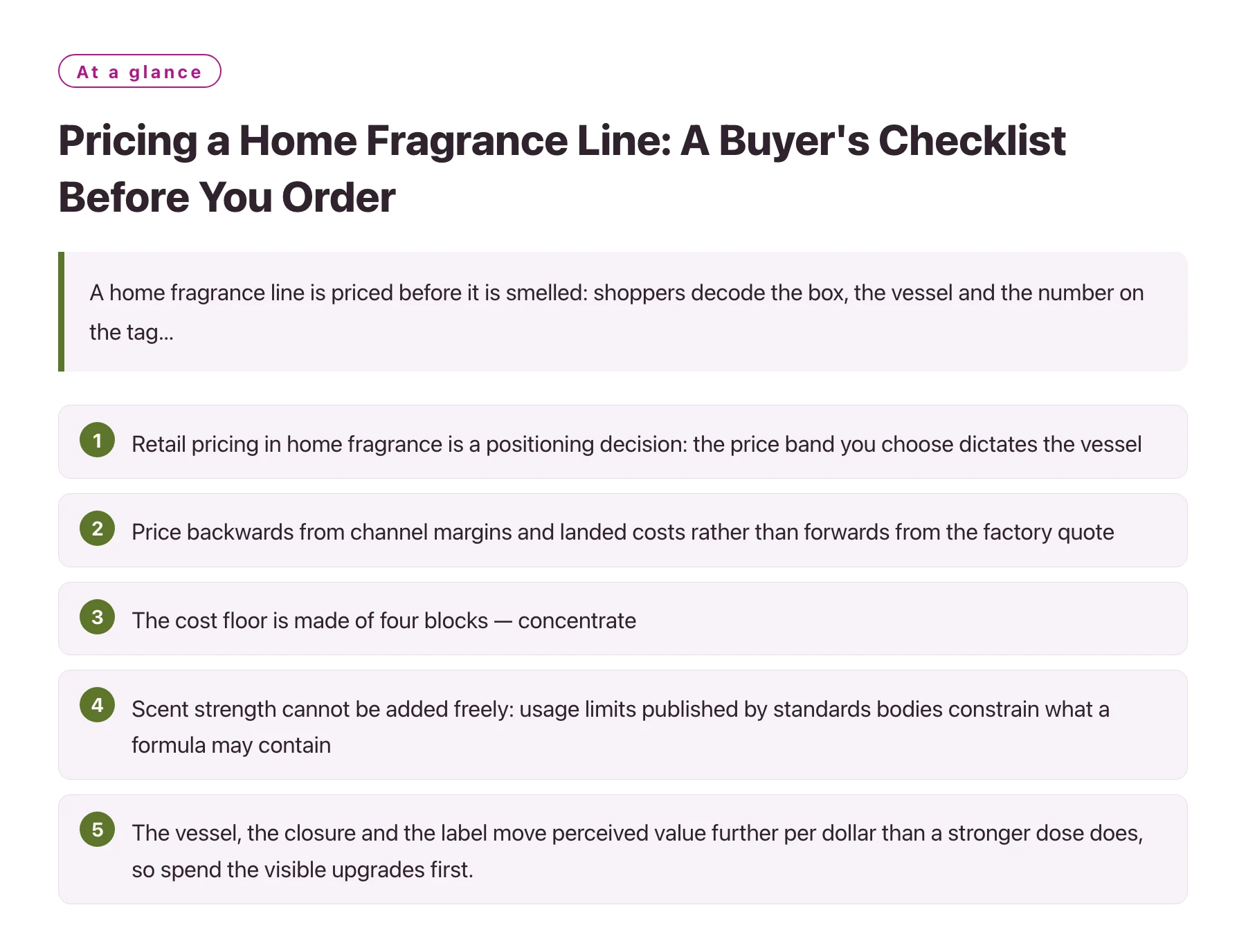 Pricing a Home Fragrance Line: A Buyer's Checklist Before You Order——全文要点速览